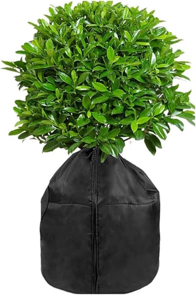 Dailygoods - Thermo Potbescherming voor planten, 45 x 50 cm, potbescherming voor planten, winter, met ritssluiting en trekkoord, Oxford-stof, plantenbeschermingshoes, cilindrische vorm, voor tuin, balkon,