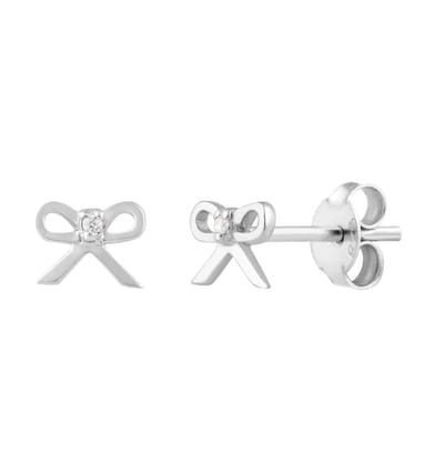 Kinderoorbellen Crystal Bow - Zilver