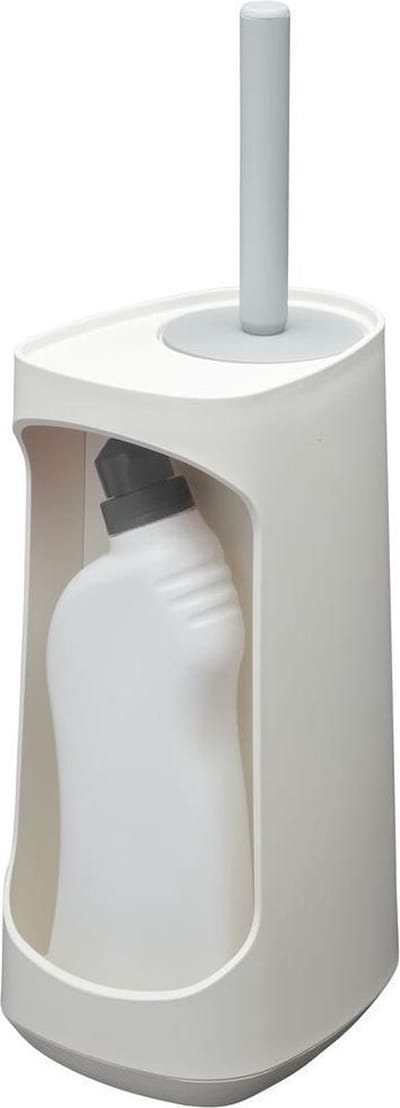 Tiger Tess - WC borstel met houder - Opbergvak - vrijstaand - met Swoop® borstel flexibel - Wit / Lichtgrijs