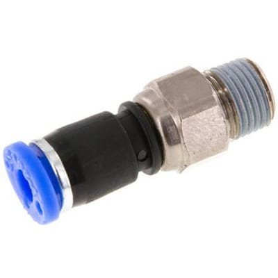 4mm & R1/8'' Draaidoorvoer Insteek Buitendraad Vernikkeld Messing/PBT NBR