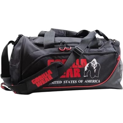 Gorilla Wear Jerome Sporttas - Fitness Duffel Bag met Schoenenvak - 41,5 Liter - Gymtas voor Bodybuilding & Krachttraining - Zwart/Rood