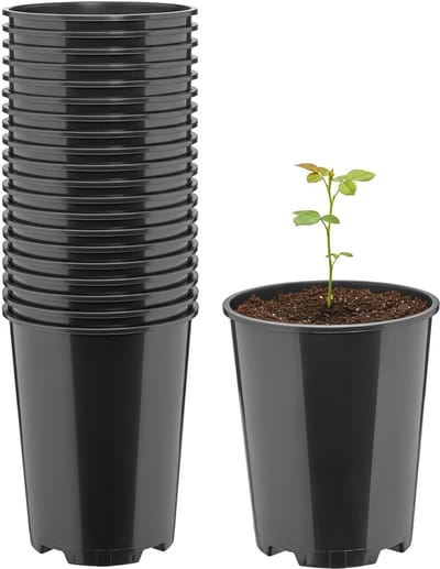 Garronda Set van 20 ronde kunststof kweekpotten met drainagegaten voor tuin (Zwart, Ø11 x 13,5 cm (1L)) GD-KW-RR
