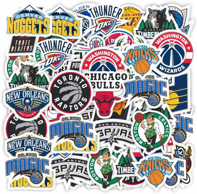 SnelShoppen - Pack van 60 NBA Stickers, Sport Stickers voor Basketbal, DIY Luggage & Cup Decoratie, Persoonlijke Graffiti Stickers, Duurzaam PVC, Kleu