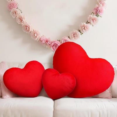 Hartvormig Kussen - Liefdeskussen Decoratief - Woonkamer Decoratie - Zachte Pluche Vulling - 20 30 39 cm - Rood
