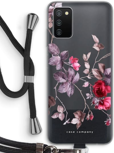 Case Company® - Hoesje met koord geschikt voor Samsung Galaxy A03S hoesje met Koord - Mooie bloemen - Telefoonhoesje met Zwart Koord - Bescherming aan alle Kanten en Over de Schermrand