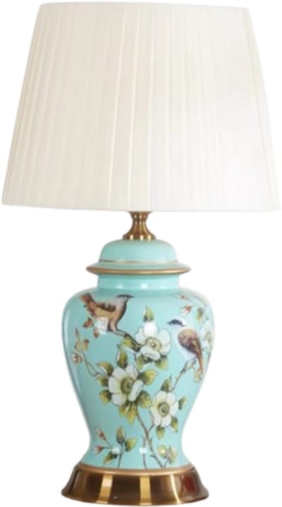 Fine Asianliving Chinese Tafellamp Porselein Blauw Magnolia Handgemaakt - Aeliana D30xH48cm