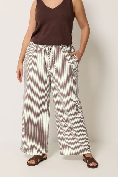 Yours Chocoladebruine Broek Met Strepen Size 42