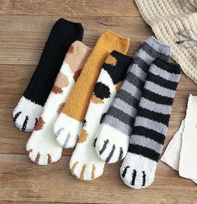 Warme sokken dames 3 paar - surprise / random / mix - fluffy sokken - huissokken - wit / bruin / grijs - 36-40