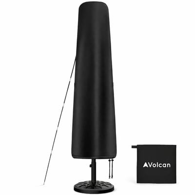 Volcan Parasolhoes voor Staande Parasol - Waterdicht - Oxford 420D - Met Rits, Trekkoord, Stok en Opberghoes - Zwart