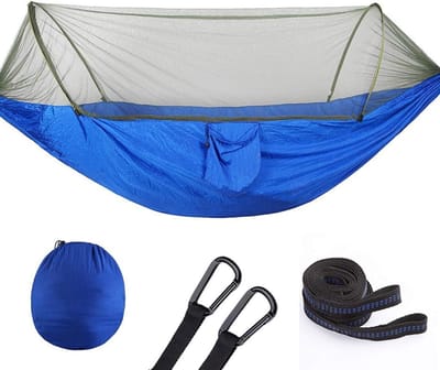 Kampeerhangmat Met Klamboe - Buitenbed - Ontspannen Buiten - Snel Opzetbaar - 290 x 140 cm - Blauw Blauw