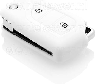 Autosleutel Hoesje geschikt voor Citroën - SleutelCover - Silicone Autosleutel Cover - Sleutelhoesje Wit