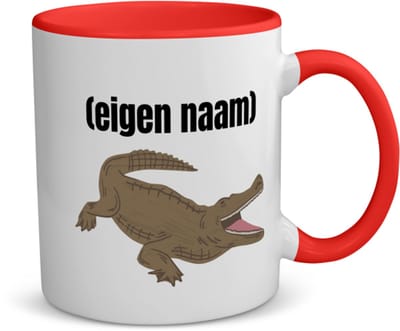 Akyol - krokodil met eigen naam koffiemok - theemok - rood - Krokodil - krokodillen liefhebbers - iemand die houdt van krokodillen - verjaardag - cadeau - kado - 350 ML inhoud