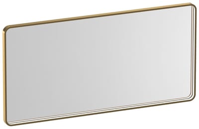 Brauer Sapphire Spiegel - Rechthoekig met Afgeronde Hoeken - 120 cm - met Goud Frame - met Directe LED-Verlichting - Dimbaar en met Kleurfunctie - met Afstandsbediening