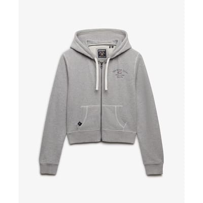 Superdry Athletic Essentials Cropped Zip Hoodie Grey Grootte: 40