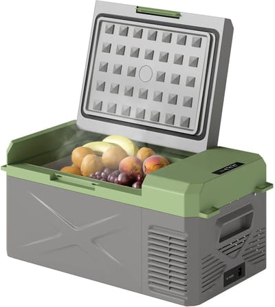 Compressor Koelbox - 16.3 L - Mini Koelkast - AC/DC - 12V-24V/100-220V - Voor auto en huis - Outdoor camping benodigdheden - Grijs+groen
