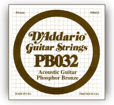 D'Addario PB032 Phosphor Bronze enkele snaar - Enkele snaar voor gitaar