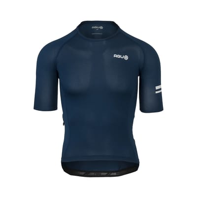 AGU Breakaway Circular - Fietsshirt Heren - Blauw - Duurzaam Mono-materiaal - Ritsloos Design - 3 Achterzakken - S
