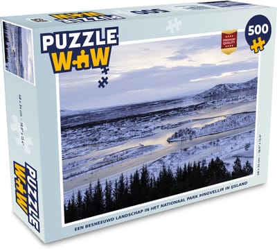 Puzzel Een besneeuwd landschap in het Nationaal park Þingvellir in IJsland - Legpuzzel - Puzzel 500 stukjes