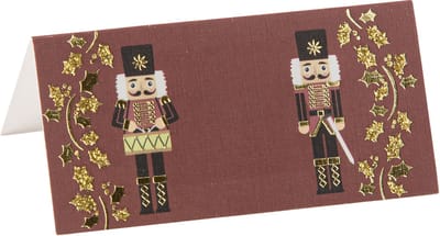 ARTYFETES - 8 feestelijke notenkraker plaatskaarten bordeaux en goud 8 x 4 cm