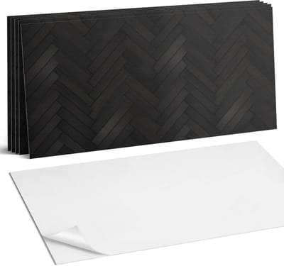 Coloray Plaktegels - Visgraat parketpatroon Wandtegel Zelfklevend - 60 cm x 30 cm - Zwart Plaktegels - 6 stuks - Rechthoek PVC Tegels - Plaktegels Keuken - Zelfklevende Vloertegels Badkamer - Vinyltegels Vloer Zelfklevend - Zelfklevende Wandtegels