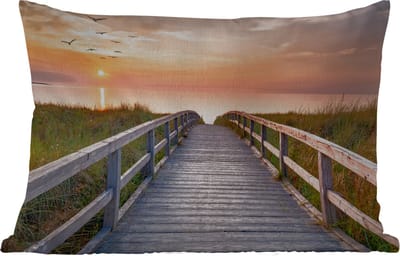 Buitenkussens - Zonsonderang - Zee - Pad - Gras - Duin - Vogels - 60x40 cm - Weerbestendig