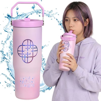 K-Pop Demon Hunters Stalen thermobeker met drinktuit, beker voor in de auto, reisbeker, groot 850 ml
