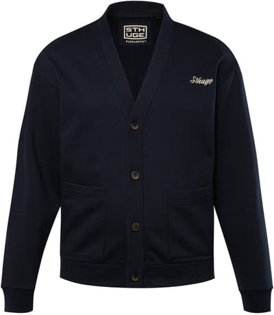 STHUGE - Heren - Sweatvest V-hals borduursel op de borst - Donkermarine - Maat 8XL