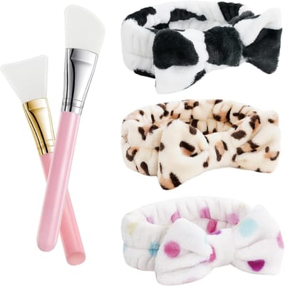 Set van 3 Elastische Haarbanden met Strik, Zachte Flanellen Make-up Hoofdbanden voor Gezichtsverzorging, Douche en Sport