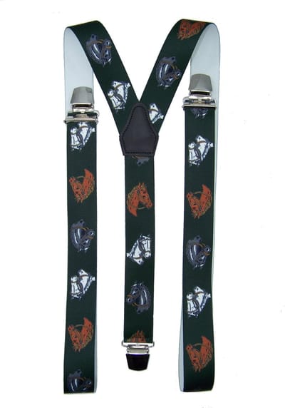 Bretels met Paarden (donkergroen) met brede extra sterke stevige Clips