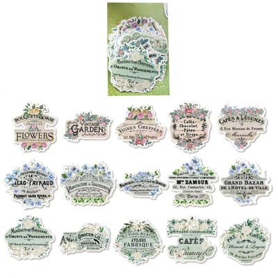 30 stuks Handboek Decal Retro Diverse Patronen Kleurvast DIY Scrapbook Decoratie Stickers voor Notities gray