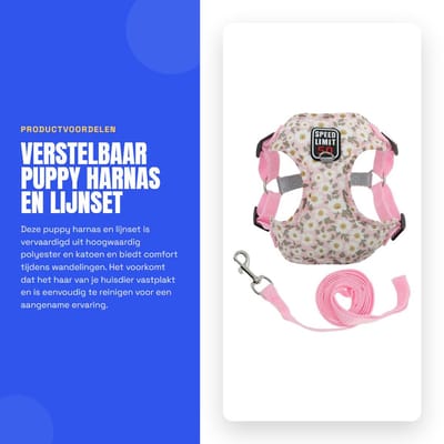 Dailygoods- Hondentuigje Verstelbaar - Harnas voor Kleine/Middelgrote Honden - Reflecterende Strepen - Lijnset - Hoogwaardig Polyester/Katoen - Veilig Sluitsysteem