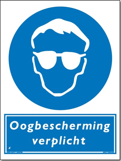 Oogbescherming verplicht bord - Aluminium - 30 x 40 cm