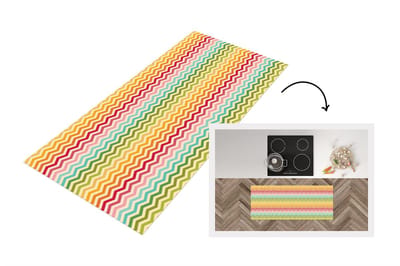Keukenloper 120x50 cm - Keukenmat vinyl Patroon - Regenboog - Retro - Keukenmatten loper - Keuken vloerkleed tapijt
