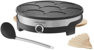 Elektrische Crêpes-pan voor 7 Mini-Pannenkoeken met Afneembare Anti-aanbakplaat