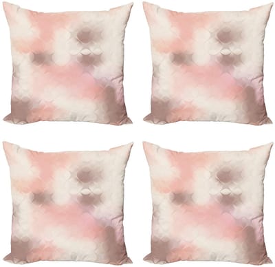 ABAKUHAUS Kussenhoes Set 4x 50x50 cm – Dubbelzijdig Druck – Mikrofaser Multicolor Geometrisch