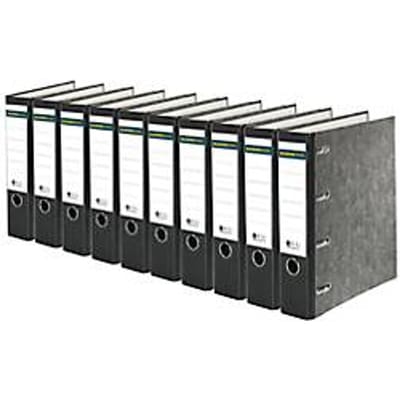 Schäfer Shop Select dubbel dossier, voor formaat 2 x A5, rugbreedte 80 mm, kwaliteit hefboommechanisme, rugetiket & grijpgat, wolkenmarmer/zwart, 10 stuks