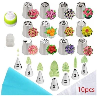 88/32 Stuks Taart Decoreren Set Roestvrij Russische Piping Tips Crème Zoetwaren Nozzles Schraper Spuitzak Bakken Tools voor Gebak 32 pcs 1 set
