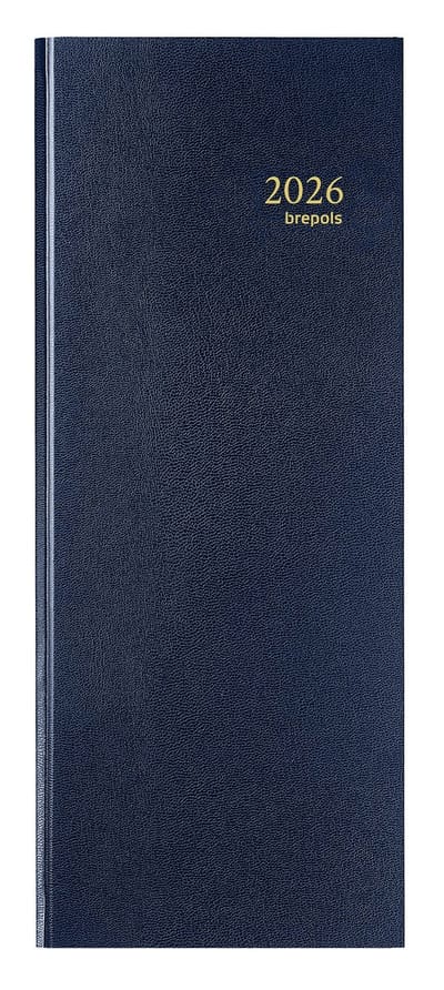 Brepols bureau agenda 2026 - SATURNUS LANG [0.111] - LIMA - Bureau agenda - 1 dag op 1 pagina - Dagoverzicht - Blauw - 13 x 33 cm