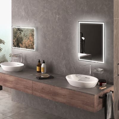 MODFU - Badkamerspiegel - Met Ledverlichting En Aanraakschakelaar - Rechthoekig - Voor Badkamer - Glas Aluminium Kunststof - Zilver