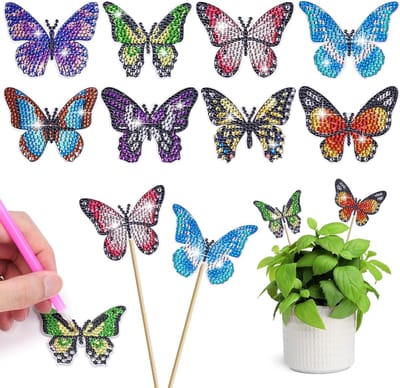 8 Stuks Vlinder Diamant Schilderen Kits voor Tuin Decoratie, Creatieve DIY Accessoires en Ambachtelijke Benodigdheden
