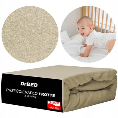 DrBED - Kinderbed Hoeslaken - 120x60 cm - Frotte - Lichtbeige - Zacht