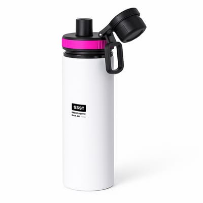 Hacebo® - ssst eerst koffie dan jij misschien waterfles met draaidop roze - Quotes - mensen die houden van quotes - koffie liefhebbers - quotes - verjaardagscadeau - verjaardag - cadeau - kado - geschenk - gift - water fles - 850ML