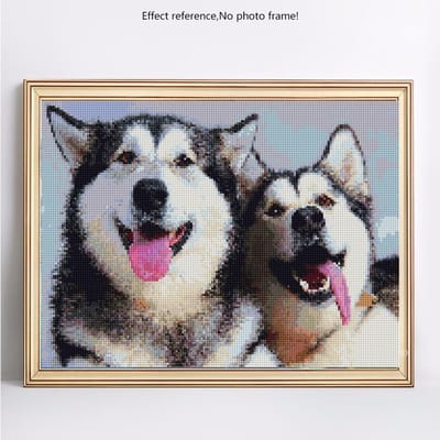 Diamant Schilderij Volledig Rond Aankomst Dieren Diamant Borduurwerk Honden Strass Steentjes Afbeeldingen 20X30 gray