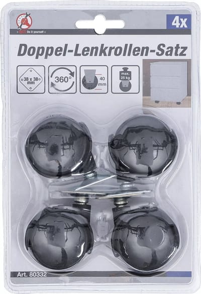 BGS Dubbele zwenkwielenset - Ø 40 mm - 4 delig