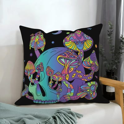 Fantasy Paddenstoel patroon Dubbelzijdig Bedrukte kussensloop Korte pluche Geschikt voor woonkamers slaapkamers banken sierkussenhoes 35x35cm