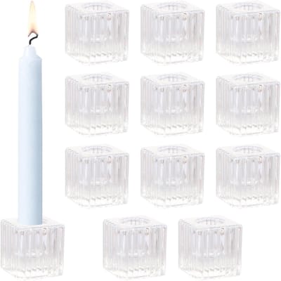 Transparante Glazen Kandelaars set van 12 - Voor Theelichten, Bruiloft, Kerst en Decoratie