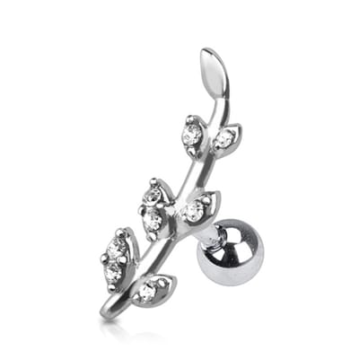 Piercing flower line 1.2x6 - zilver - LMPiercings