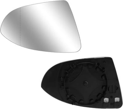 Verwarmd asferisch buitenspiegelglas voor Golf 7, links, met draagplaat en metalen clip, vervangend spiegelglas