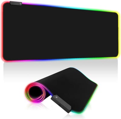 StayPowered Verlicht Gaming Muismat RGB - XXL Formaat voor Ultieme Precisie - 14 Verlichtingsmodi - Waterdicht & Antislip - Zacht Microvezel Oppervlak - Plug & Play USB - Perfect voor Gamers & Werk - Zwart - Levering Sneller dan Aangegeven!