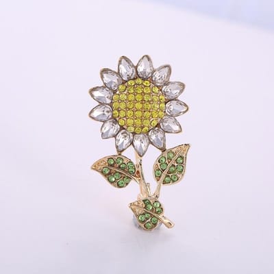 High-End Prachtige Schattige Zonnebloem Micro Zirkonia Broche Populaire Europese En Amerikaanse Zonnebloem Kleding Accessoires gray
